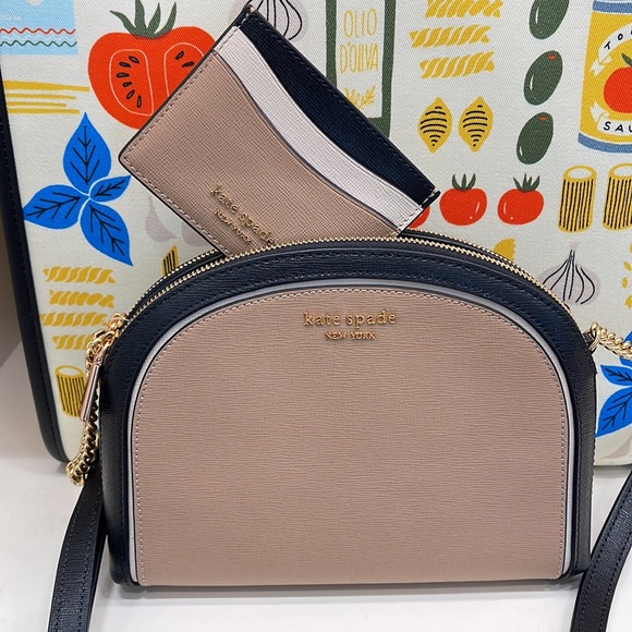 Kate Spade Morgan Colorblocked Double-zip Dome Crossbody & Morgan Cardholder NWT - Picture 2 of 14